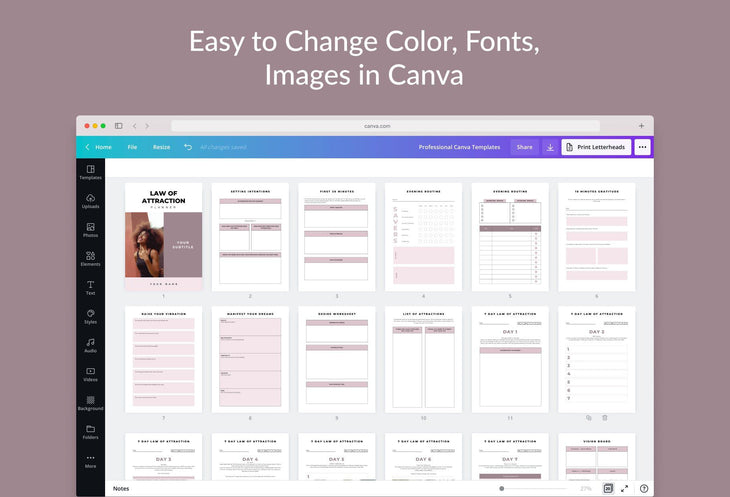 Ladystrategist Attraction Planner Canva Template instagram canva templates social media templates etsy free canva templates