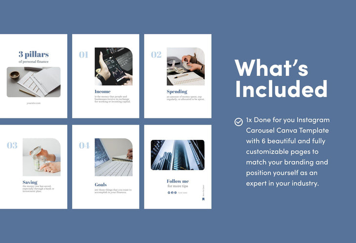 Ladystrategist Aubrey Financial 6-Page Carousel Canva Template instagram canva templates social media templates etsy free canva templates