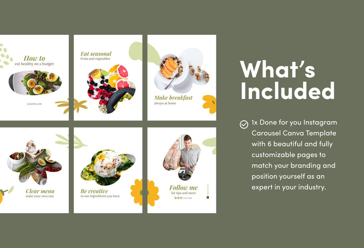 Ladystrategist Avery Food and Nutrition 6-Page Carousel Canva Template instagram canva templates social media templates etsy free canva templates