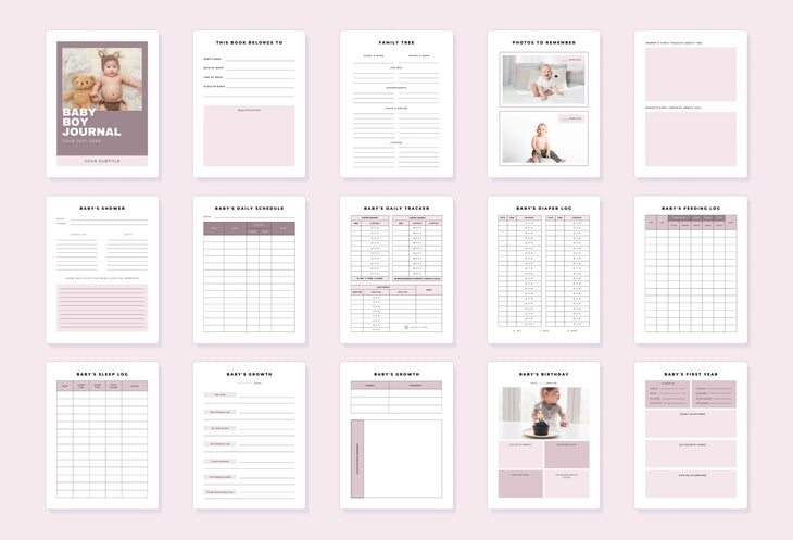 Ladystrategist Baby Boy Journal Canva Template instagram canva templates social media templates etsy free canva templates