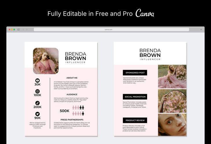 Ladystrategist Brenda Brown Media Kit Canva Template for Influencers instagram canva templates social media templates etsy free canva templates