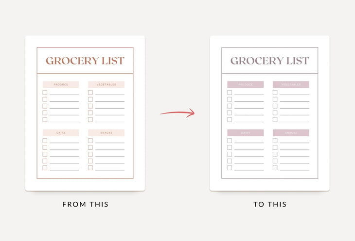 Ladystrategist Brown Sugar Grocery List Printable and Editable Canva Template instagram canva templates social media templates etsy free canva templates