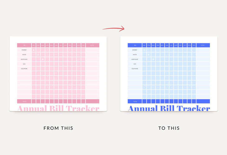 Ladystrategist Cameo Pink Annual Bill Tracker Printable and Editable Canva Template instagram canva templates social media templates etsy free canva templates