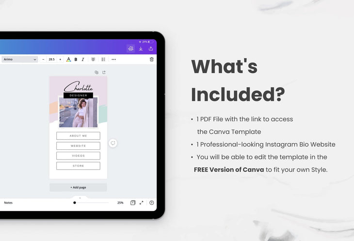 Ladystrategist Charlotte Instagram Link in Bio Canva Landing Page Website instagram canva templates social media templates etsy free canva templates