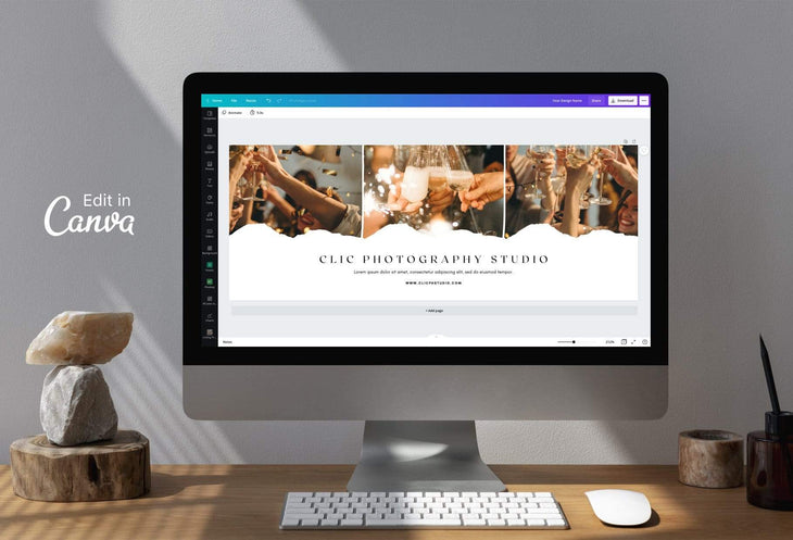 Ladystrategist Clic Facebook Cover for Photographers - Editable Canva Template instagram canva templates social media templates etsy free canva templates