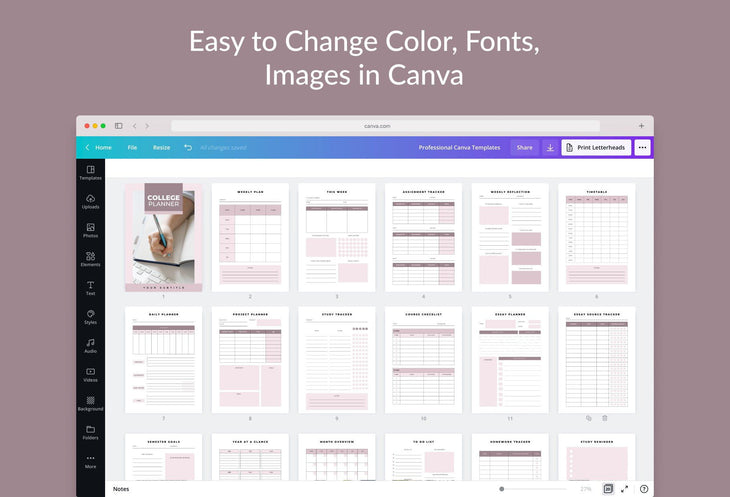 Ladystrategist College Planner Canva Template instagram canva templates social media templates etsy free canva templates