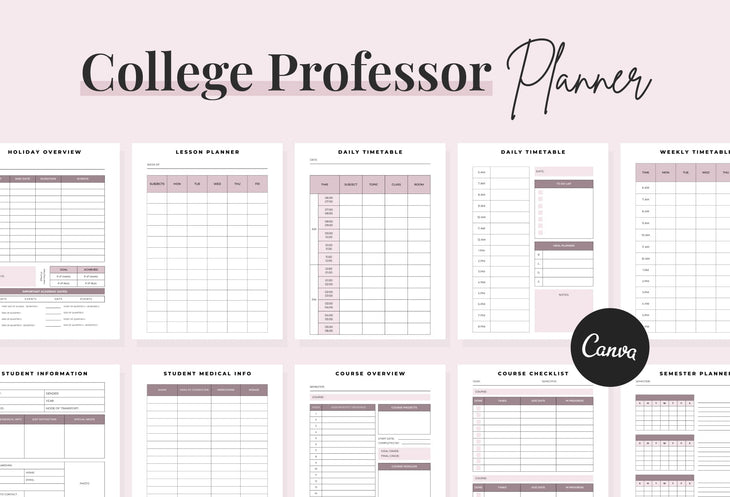 Ladystrategist College Professor Planner Canva Template instagram canva templates social media templates etsy free canva templates