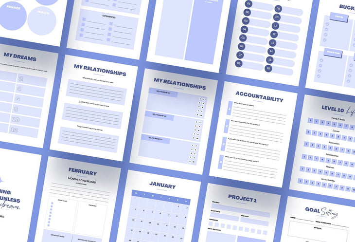 Ladystrategist Cornflower Blue Manifestation Dream Life Book Canva Template Printable and Editable instagram canva templates social media templates etsy free canva templates