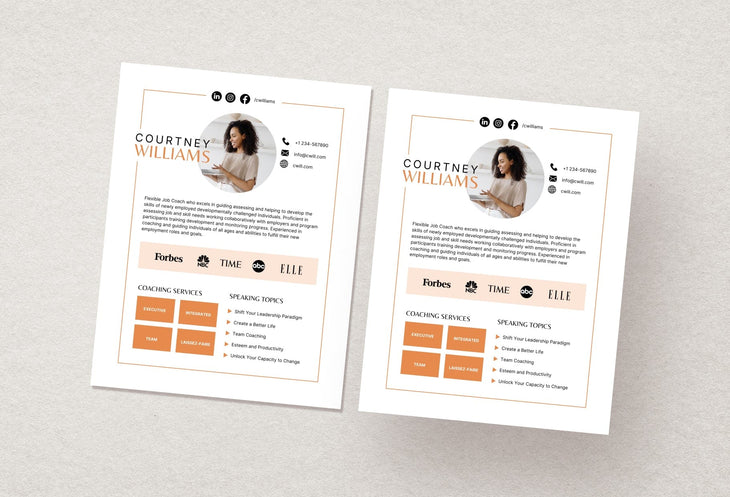 Ladystrategist Courtney Speaker One-Sheet Canva Template instagram canva templates social media templates etsy free canva templates