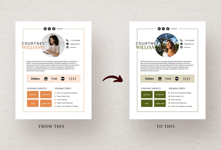 Ladystrategist Courtney Speaker One-Sheet Canva Template instagram canva templates social media templates etsy free canva templates