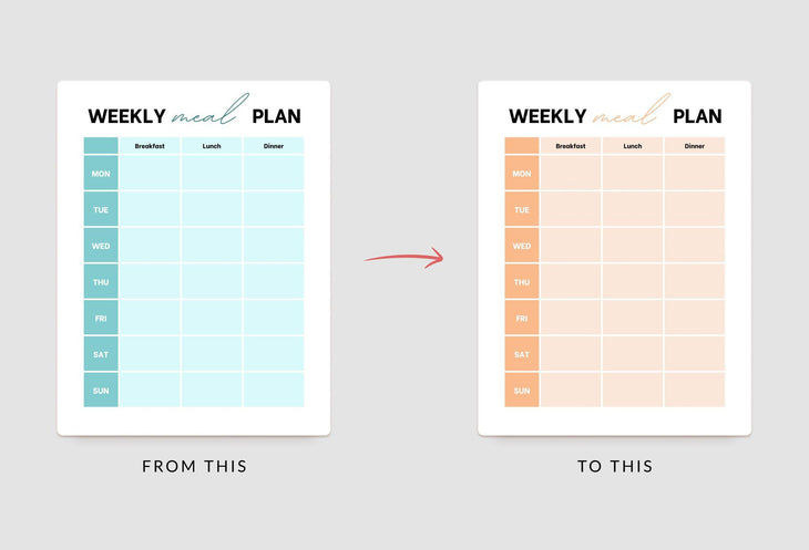 Ladystrategist Crystal Weekly Meal Planner Printable and Editable Canva Template instagram canva templates social media templates etsy free canva templates