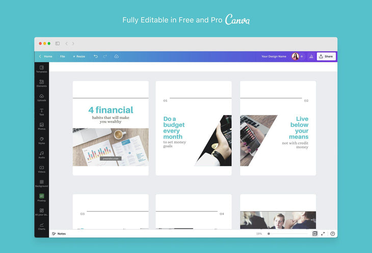 Ladystrategist Elena Financial 6-Page Carousel Canva Template instagram canva templates social media templates etsy free canva templates