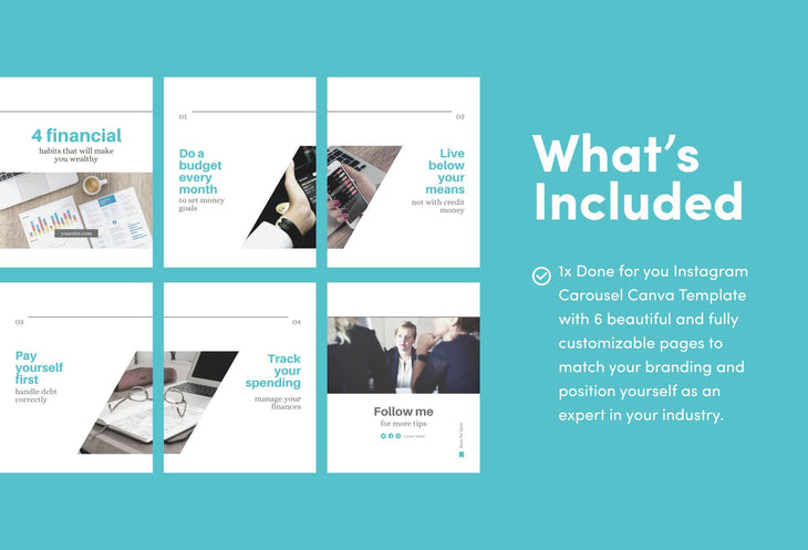 Ladystrategist Elena Financial 6-Page Carousel Canva Template instagram canva templates social media templates etsy free canva templates