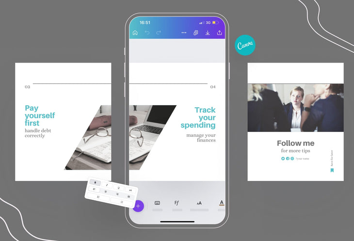 Ladystrategist Elena Financial 6-Page Carousel Canva Template instagram canva templates social media templates etsy free canva templates