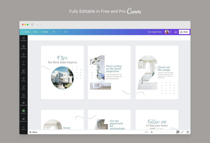 Ladystrategist Ellie Real Estate 6-Page Carousel Canva Template instagram canva templates social media templates etsy free canva templates