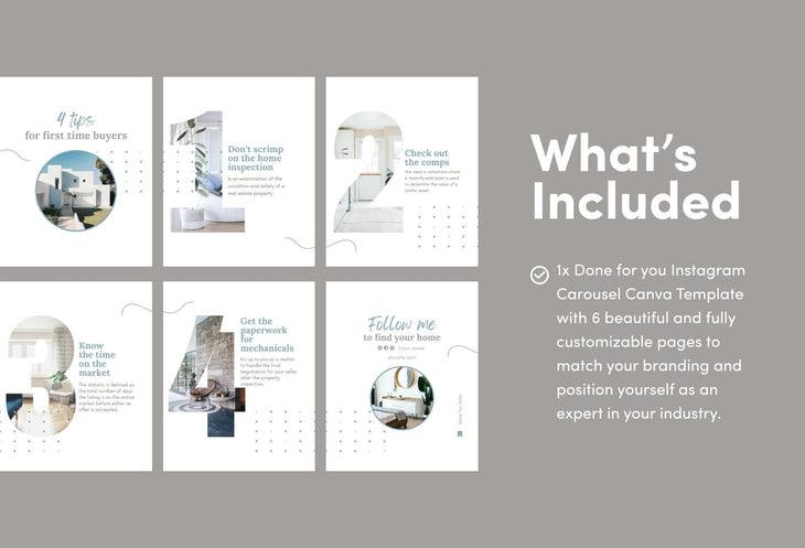 Ladystrategist Ellie Real Estate 6-Page Carousel Canva Template instagram canva templates social media templates etsy free canva templates