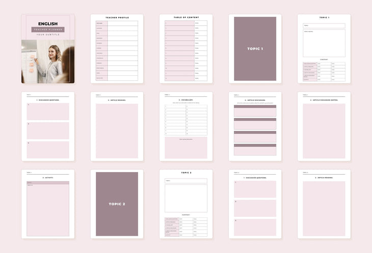 Ladystrategist English Teacher Planner Canva Template instagram canva templates social media templates etsy free canva templates