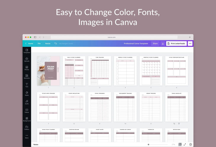 Ladystrategist Exam Preparation Planner Canva Template A4 Size instagram canva templates social media templates etsy free canva templates