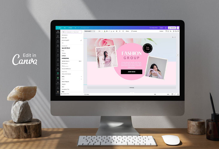 Ladystrategist Facebook Group Banner Lotus Canva Templates instagram canva templates social media templates etsy free canva templates