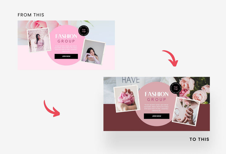 Ladystrategist Facebook Group Banner Lotus Canva Templates instagram canva templates social media templates etsy free canva templates