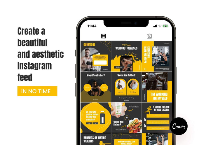 Ladystrategist FITNESS POWER - 97 Done-for-You Fitness Instagram Posts - Fully Editable Canva Templates instagram canva templates social media templates etsy free canva templates