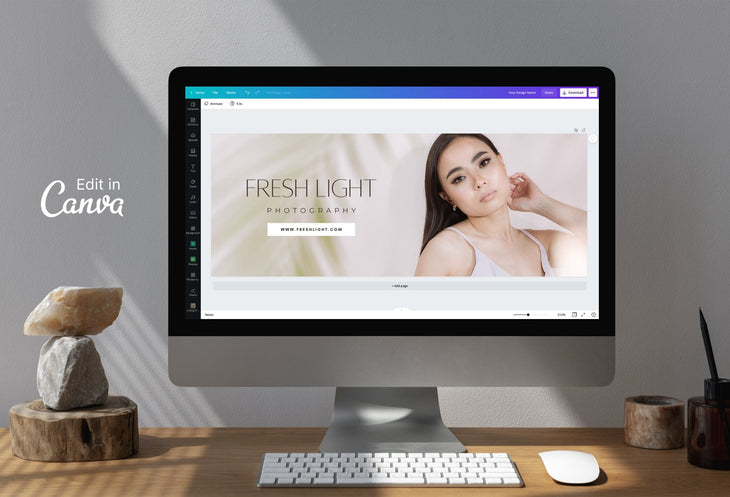 Ladystrategist Fresh Light Photography Facebook Cover for Photographers Editable Canva Template instagram canva templates social media templates etsy free canva templates