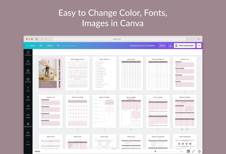 Ladystrategist Home Buying Planner Canva Template instagram canva templates social media templates etsy free canva templates