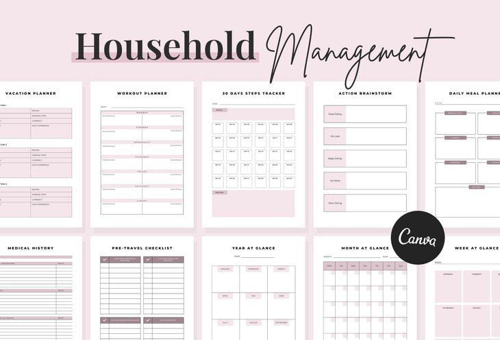Ladystrategist Household Management Planner Canva Template instagram canva templates social media templates etsy free canva templates