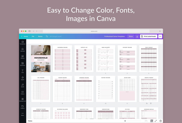 Ladystrategist Household Management Planner Canva Template instagram canva templates social media templates etsy free canva templates