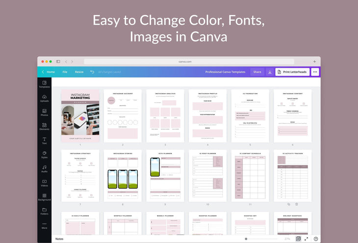 Ladystrategist Instagram Planner Canva Template instagram canva templates social media templates etsy free canva templates