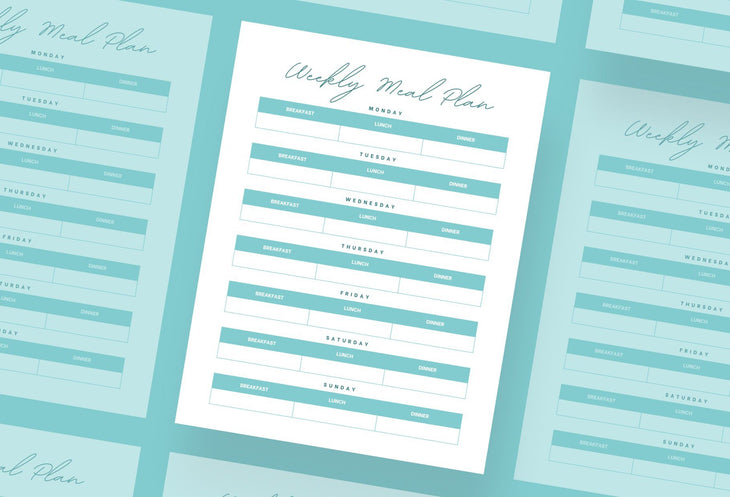 Ladystrategist Light Cyan Weekly Meal Planner Printable and Editable Canva Template instagram canva templates social media templates etsy free canva templates