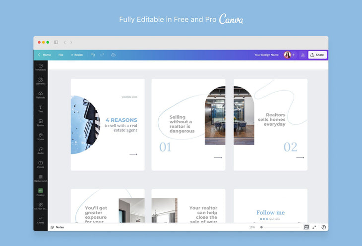Ladystrategist Lily Real Estate 6-Page Carousel Canva Template instagram canva templates social media templates etsy free canva templates