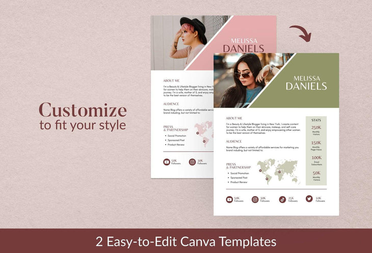Ladystrategist Melissa Media Kit Canva Template for Influencers instagram canva templates social media templates etsy free canva templates