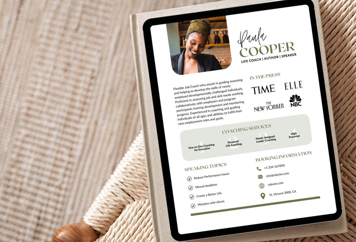 Ladystrategist Paula Speaker One-Sheet Canva Template instagram canva templates social media templates etsy free canva templates