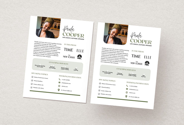 Ladystrategist Paula Speaker One-Sheet Canva Template instagram canva templates social media templates etsy free canva templates