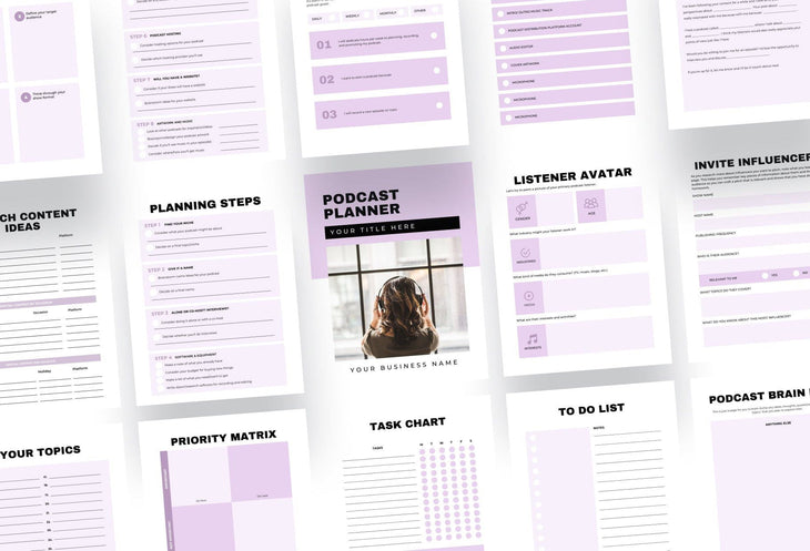 Ladystrategist Printable and Editable Podcast Planner Canva Template instagram canva templates social media templates etsy free canva templates