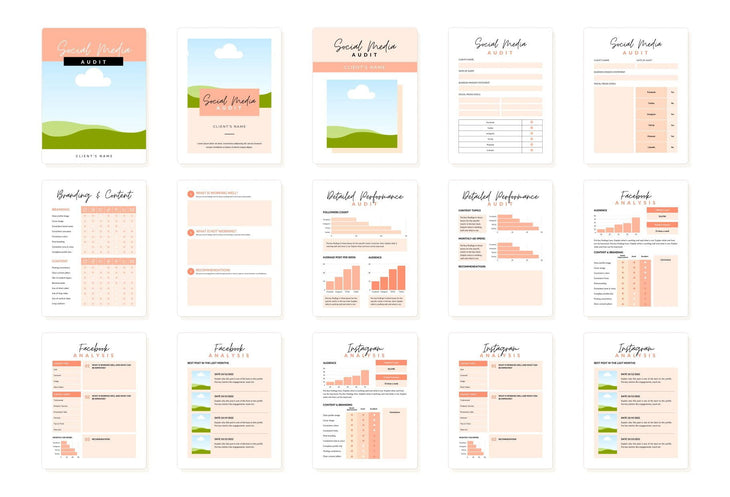 Ladystrategist Printable and Editable Social Media Audit Planner Canva Template instagram canva templates social media templates etsy free canva templates