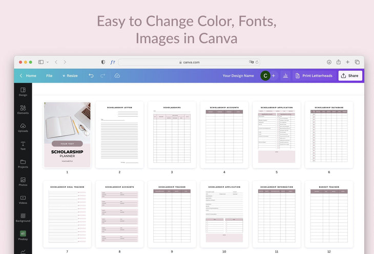 Ladystrategist Scholarship Planner Canva Template instagram canva templates social media templates etsy free canva templates
