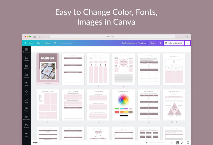 Ladystrategist Branding Planner Canva Template instagram canva templates social media templates etsy free canva templates