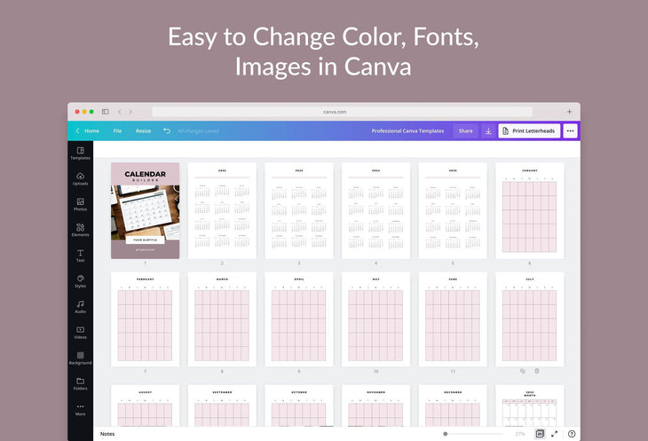 Ladystrategist Calendar Canva Planner Template instagram canva templates social media templates etsy free canva templates