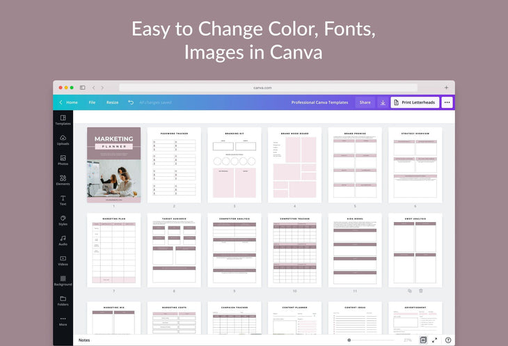 Ladystrategist Marketing Planner Canva Template instagram canva templates social media templates etsy free canva templates