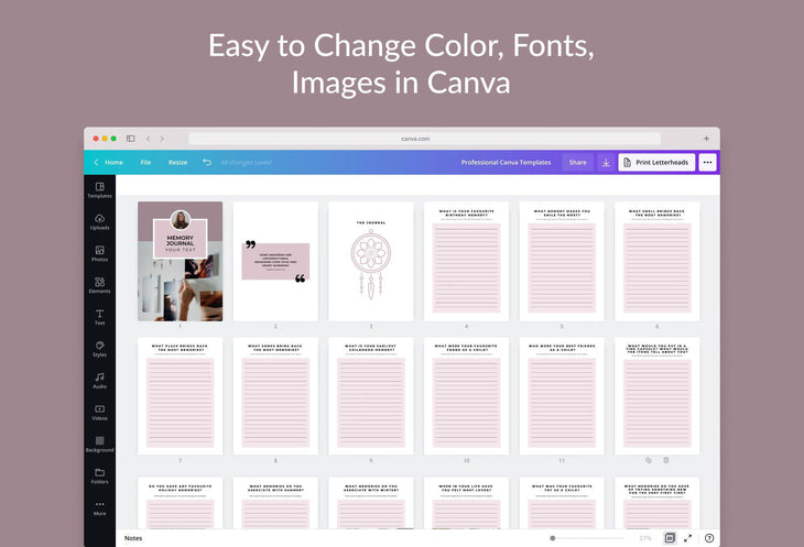 Ladystrategist Memory Journal Canva Template instagram canva templates social media templates etsy free canva templates