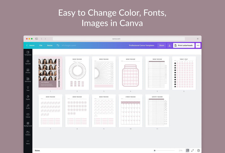 Ladystrategist Mood Trackers Canva Template instagram canva templates social media templates etsy free canva templates