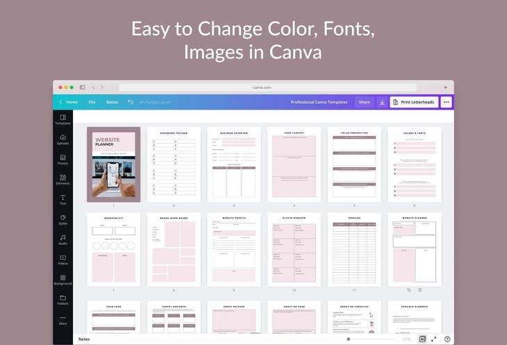 Ladystrategist Website Planner Canva Template instagram canva templates social media templates etsy free canva templates