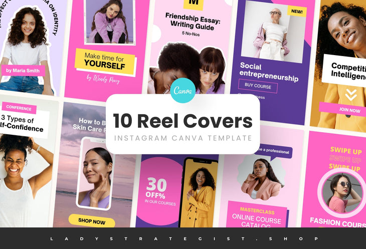 Ladystrategist 10 Sunshine Instagram Reel Covers Canva Templates instagram canva templates social media templates etsy free canva templates