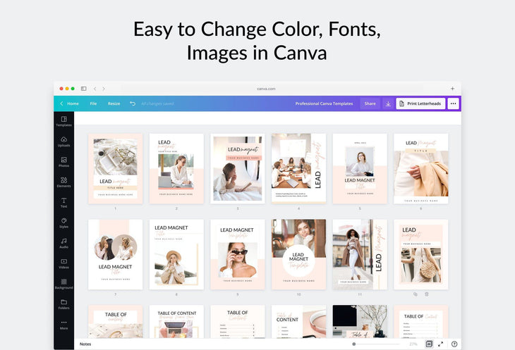 Ladystrategist 105 Page Lead Magnet Creator Kit Worksheet Ebook Workbook Checklist Editable Canva Template instagram canva templates social media templates etsy free canva templates