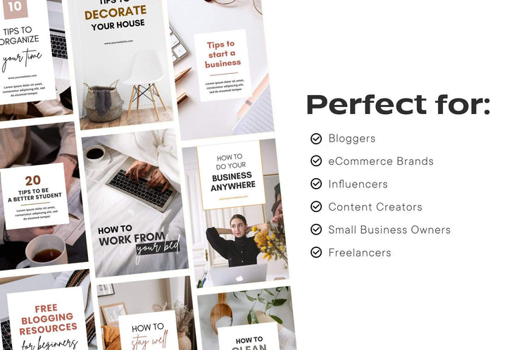 Ladystrategist 14 Modern Pinterest Templates for Bloggers and Coaches in All Industries - Editable Canva Template Pack 03 instagram canva templates social media templates etsy free canva templates