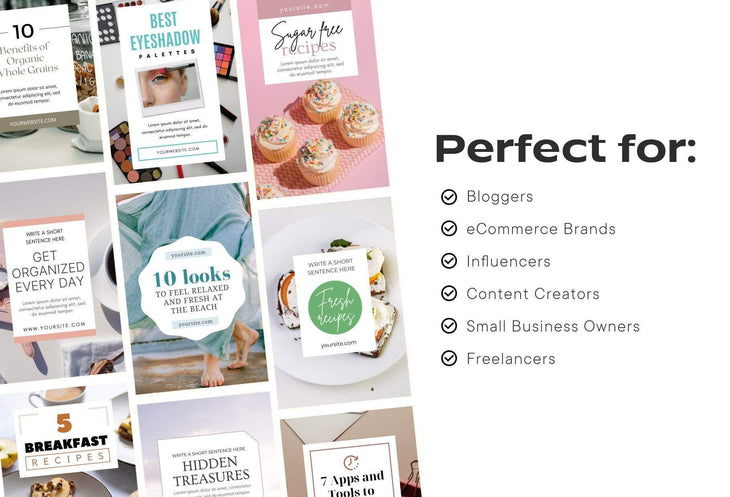 Ladystrategist 14 Modern Pinterest Templates for Bloggers and Coaches in All Industries - Editable Canva Template Pack 05 instagram canva templates social media templates etsy free canva templates