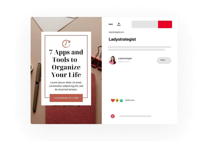 Ladystrategist 14 Modern Pinterest Templates for Bloggers and Coaches in All Industries - Editable Canva Template Pack 05 instagram canva templates social media templates etsy free canva templates