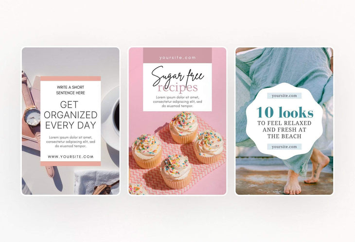 Ladystrategist 14 Modern Pinterest Templates for Bloggers and Coaches in All Industries - Editable Canva Template Pack 05 instagram canva templates social media templates etsy free canva templates